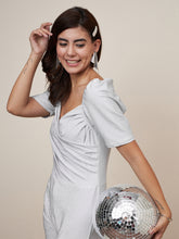 Women's Silver Pleated Jumpsuit